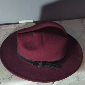 Chic Maroon Fedora with Black Band